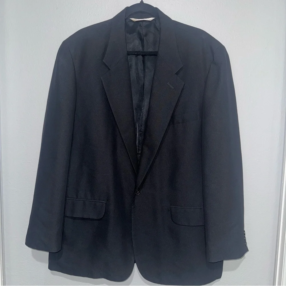 Perry Ellis Mens Blazer Jacket Suit Coat Black 44 XL Notched Single Breasted